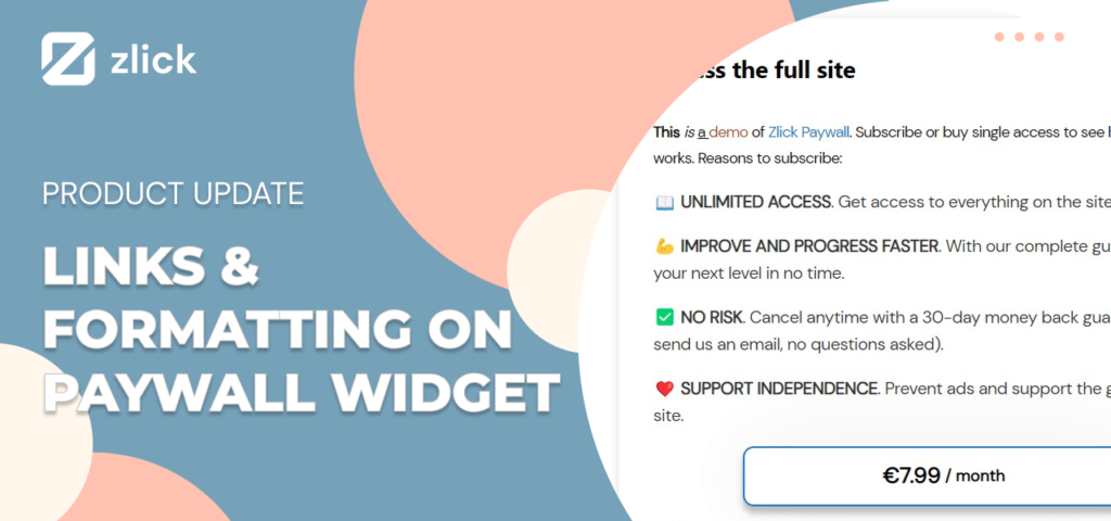 Links and formatting on paywall widget
